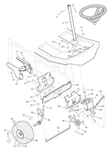 Steering Diagram and Parts List for 30560X5D 1996 Briggs and Stratton Lawn Tractor